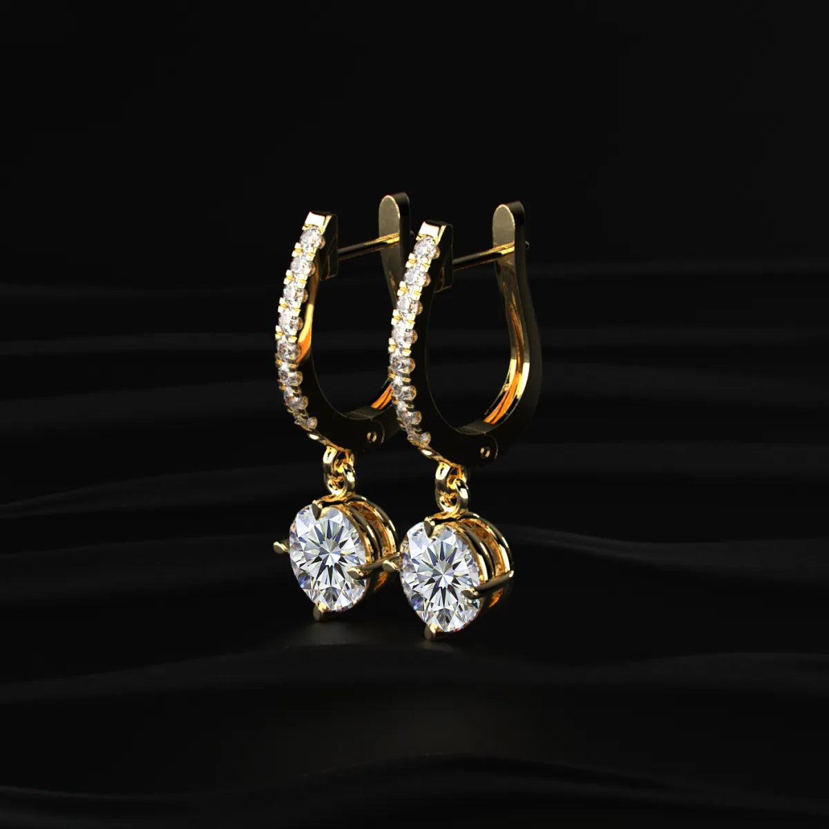 Round Solitaire Drop Hoops | Earthly Jewels