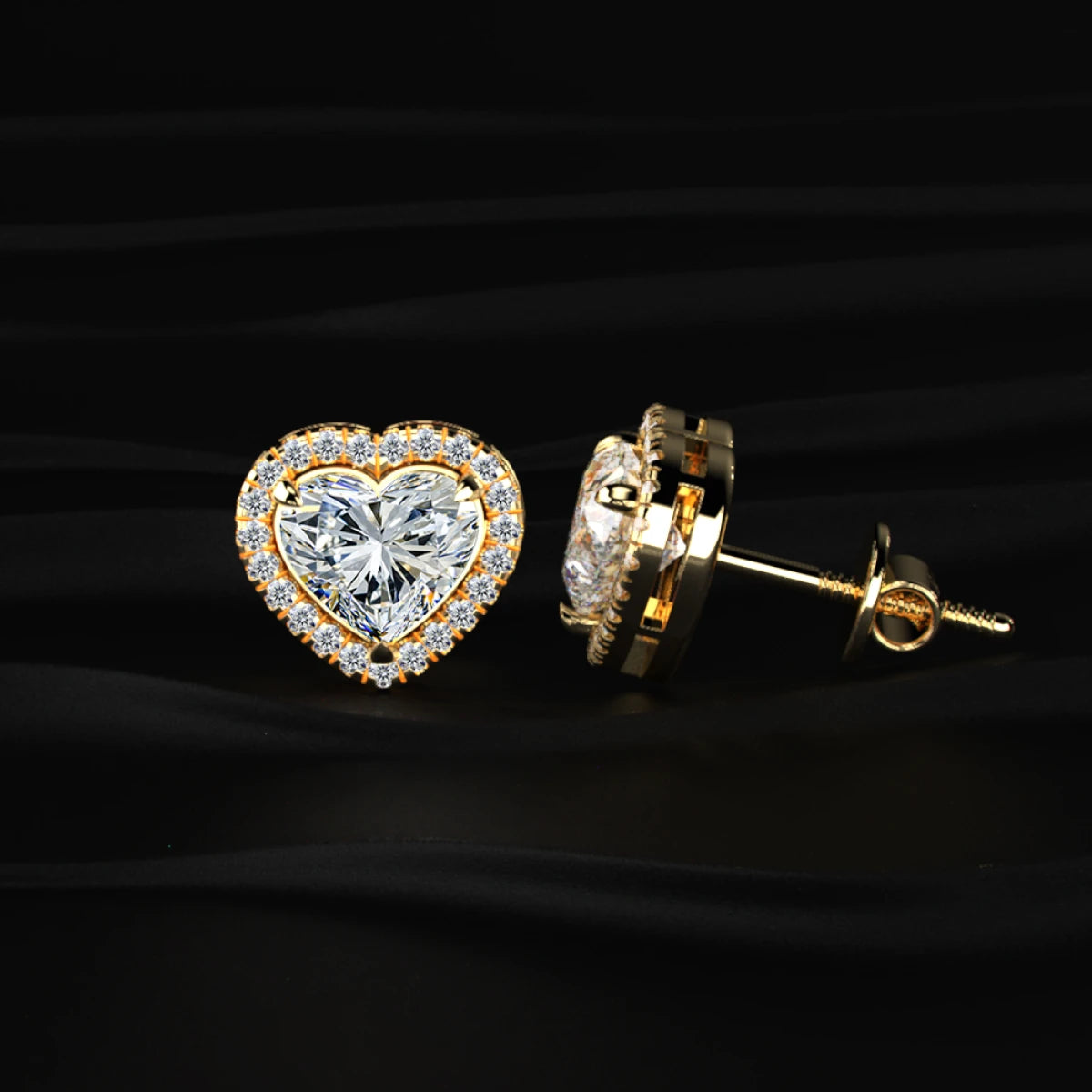 Heart Shaped Solitaire Halo Stud | Earthly Jewels