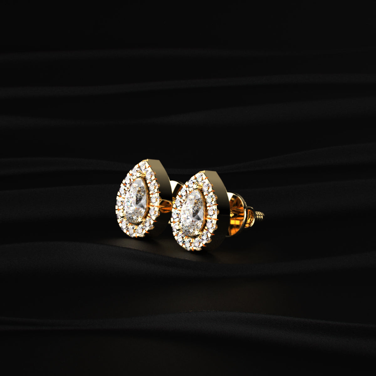 Pear Shaped Halo Earrings | Earthly Jewels