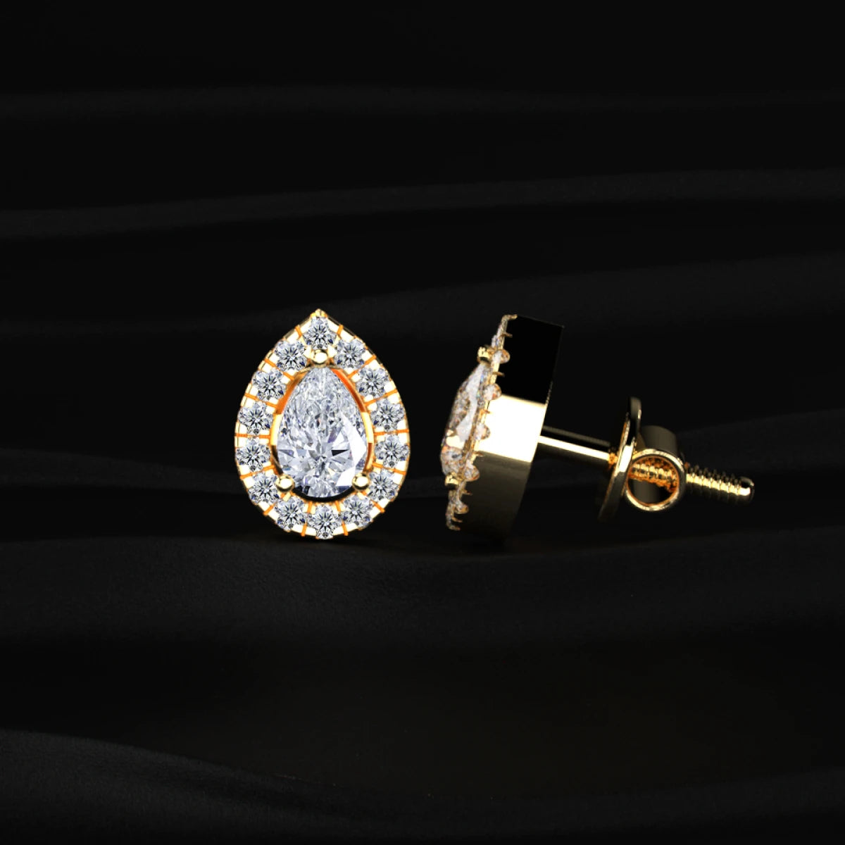 Pear Shaped Halo Earrings | Earthly Jewels