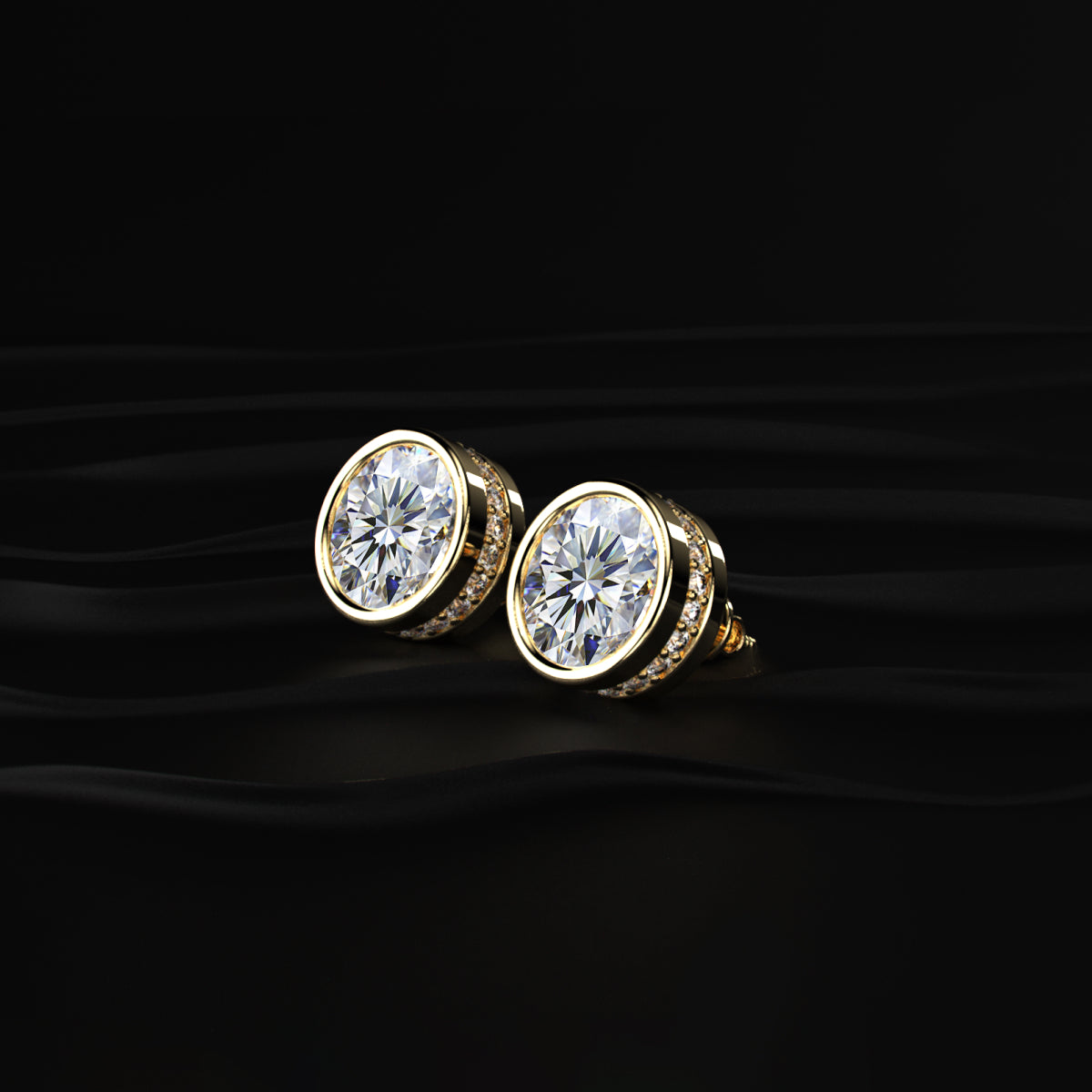 10 Ctw Round Diamond Stud Earrings In Bezel Setting | Earthly Jewels