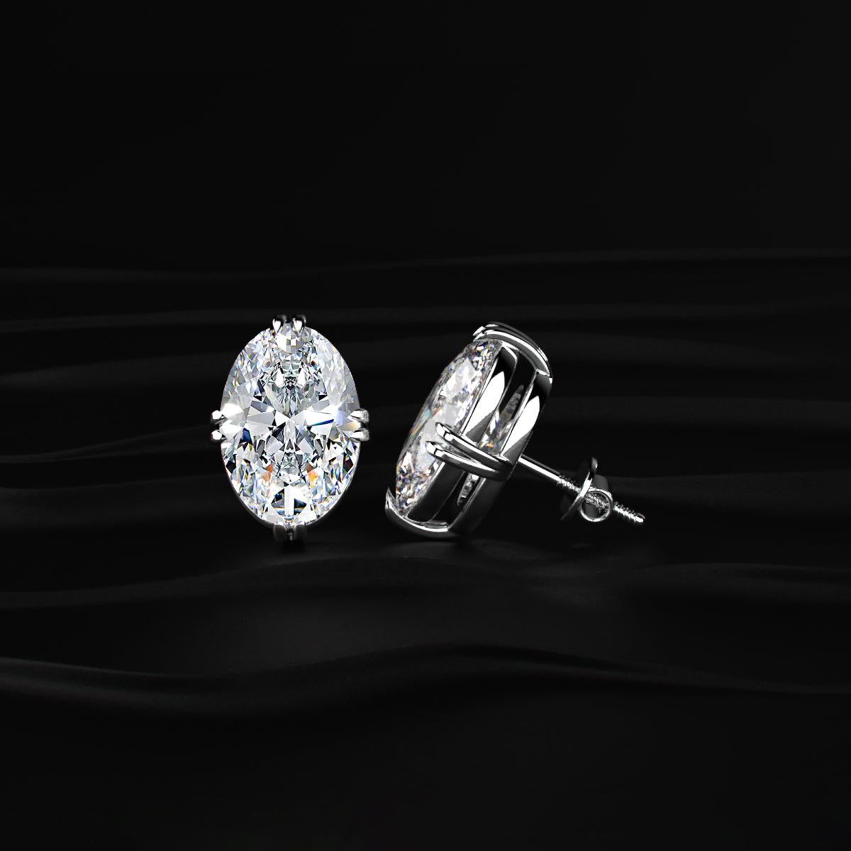 Ct Oval Diamond Stud Earrings