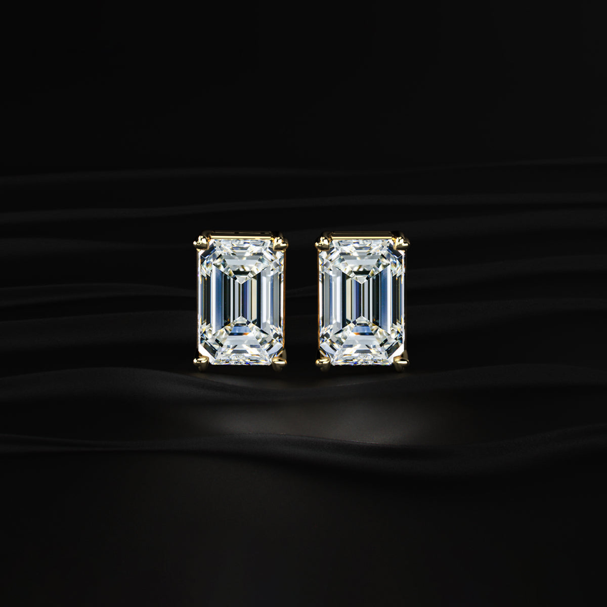 5 Ct Emerald Cut Diamond Stud Earrings | Earthly Jewels