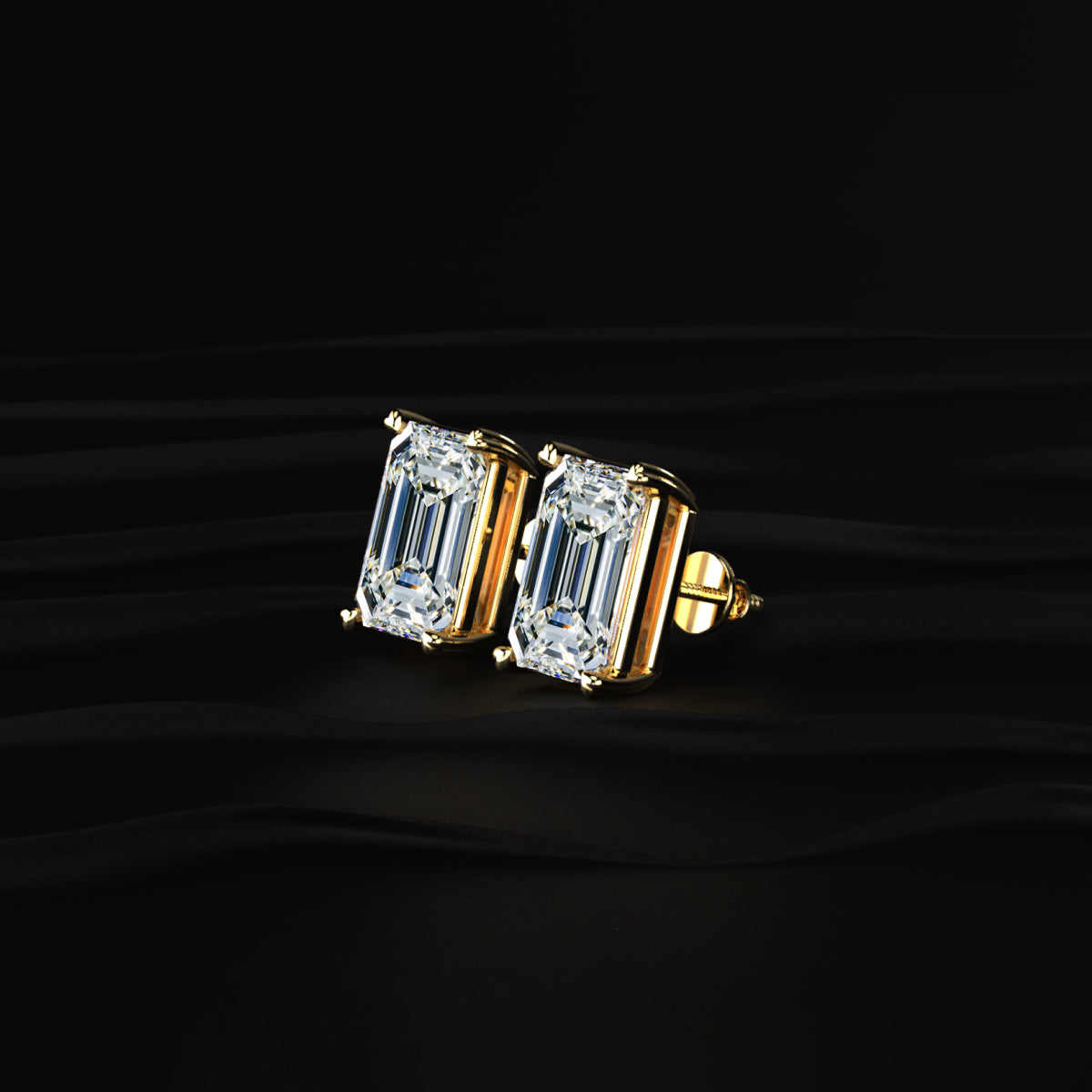 5 Ct Emerald Cut Diamond Stud Earrings | Earthly Jewels