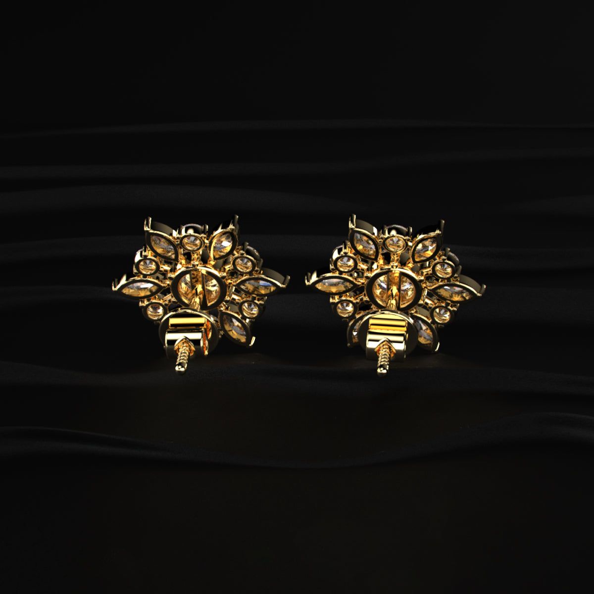 Round and Marquise Cluster Diamond Earring | Earthly jewels