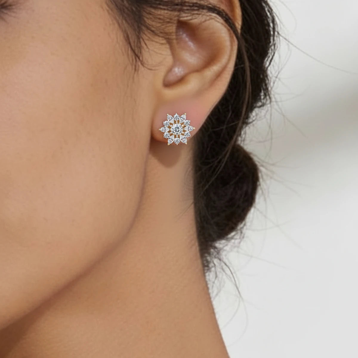 Round and Marquise Cluster Diamond Earring | Earthly jewels