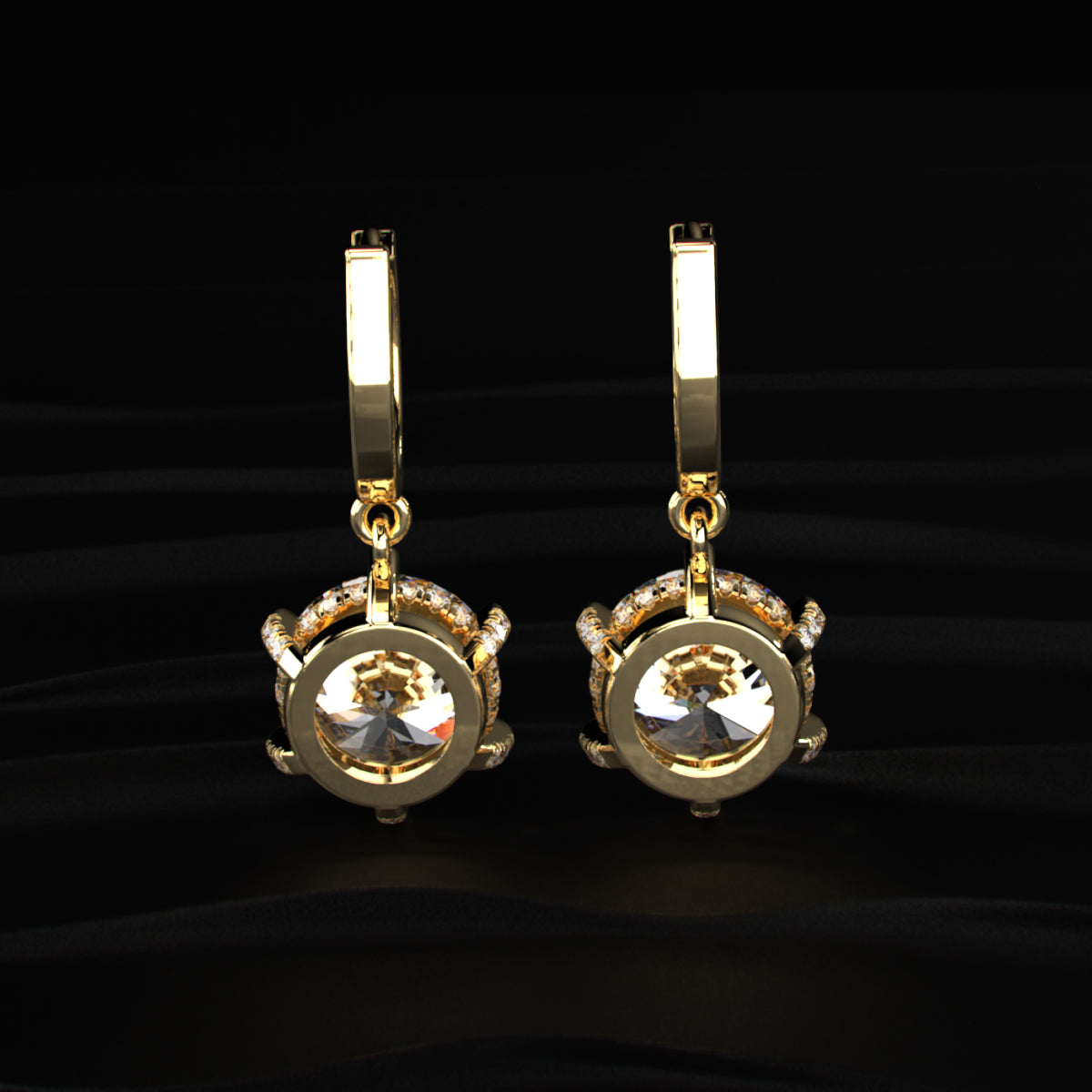 Round Cut Solitaire Diamond Leverback Dangle Earrings | Earthly Jewels