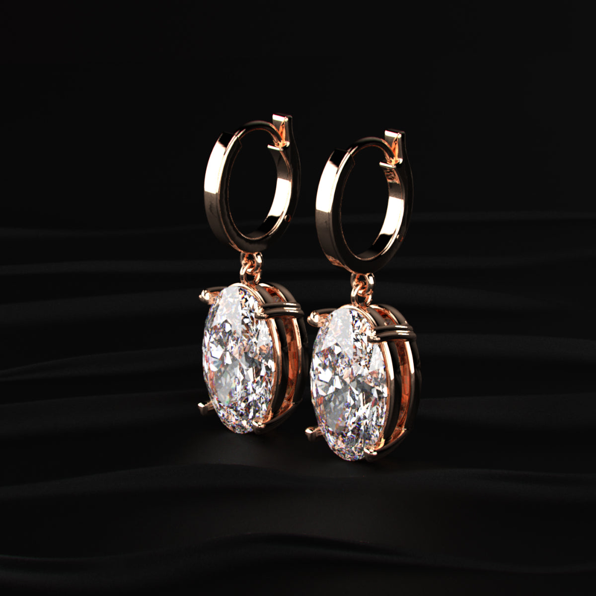 Oval Diamond Solitaire Leverback Earrings | Earthly Jewels