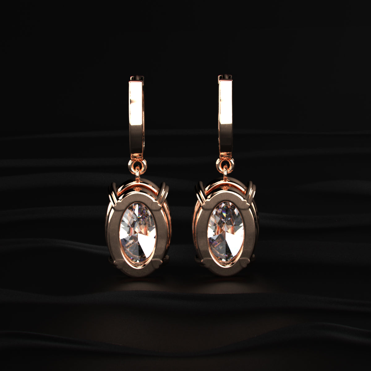 Oval Diamond Solitaire Leverback Earrings | Earthly Jewels