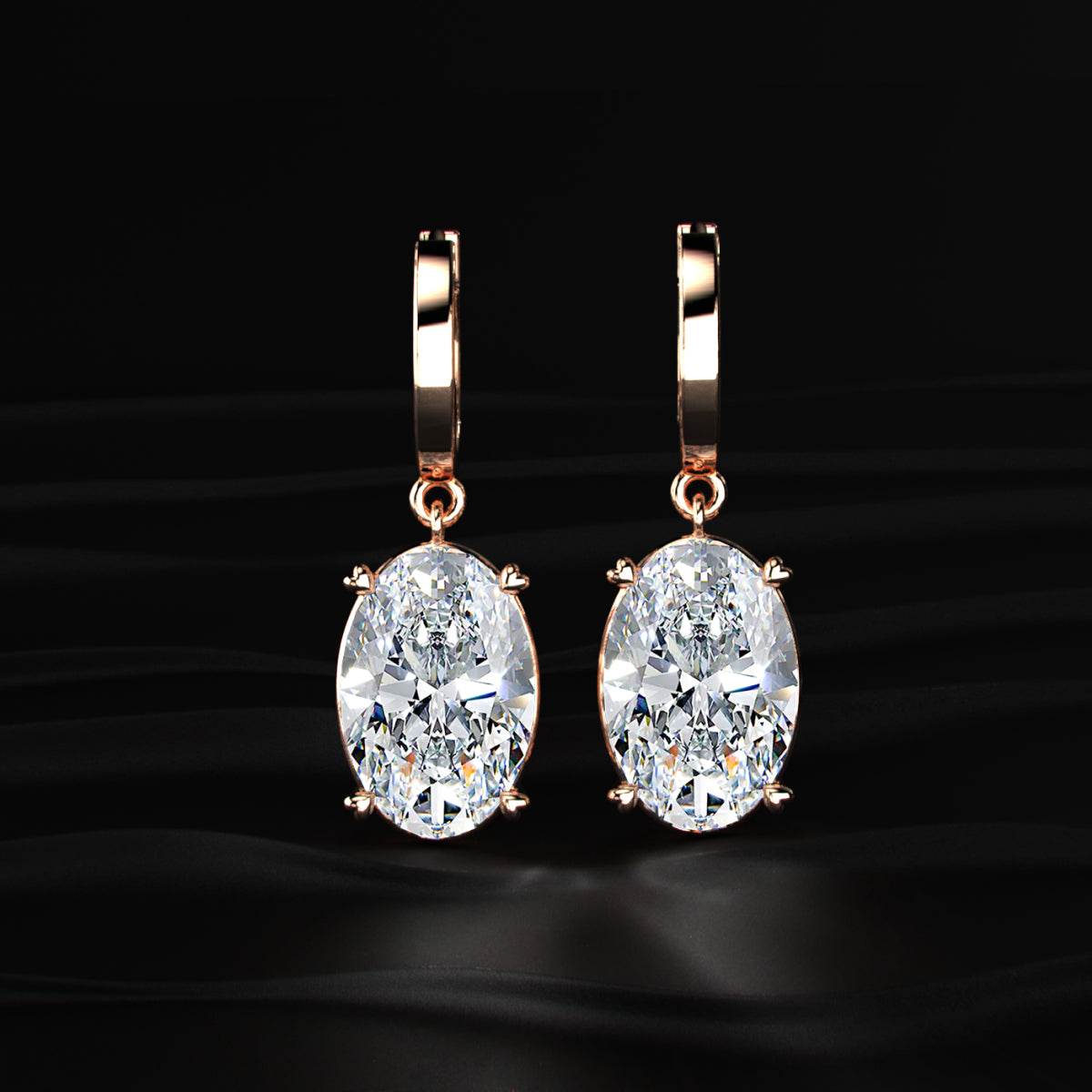 Oval Diamond Solitaire Leverback Earrings | Earthly Jewels