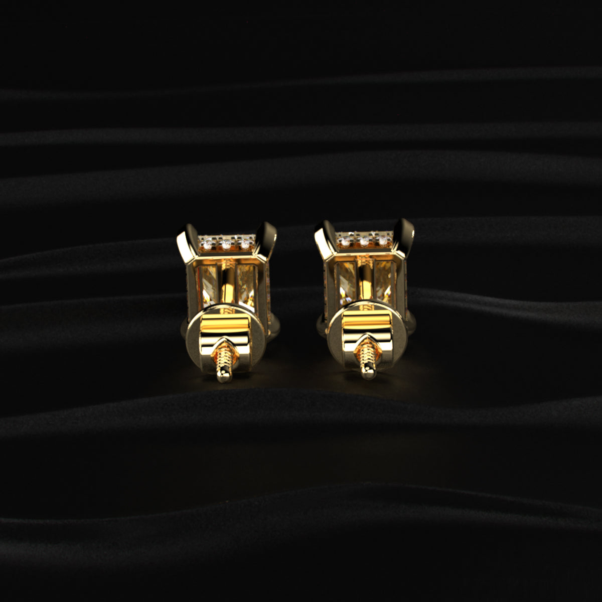 Yellow Radiant Cut Lab Diamond Stud Earring | Earthly Jewels