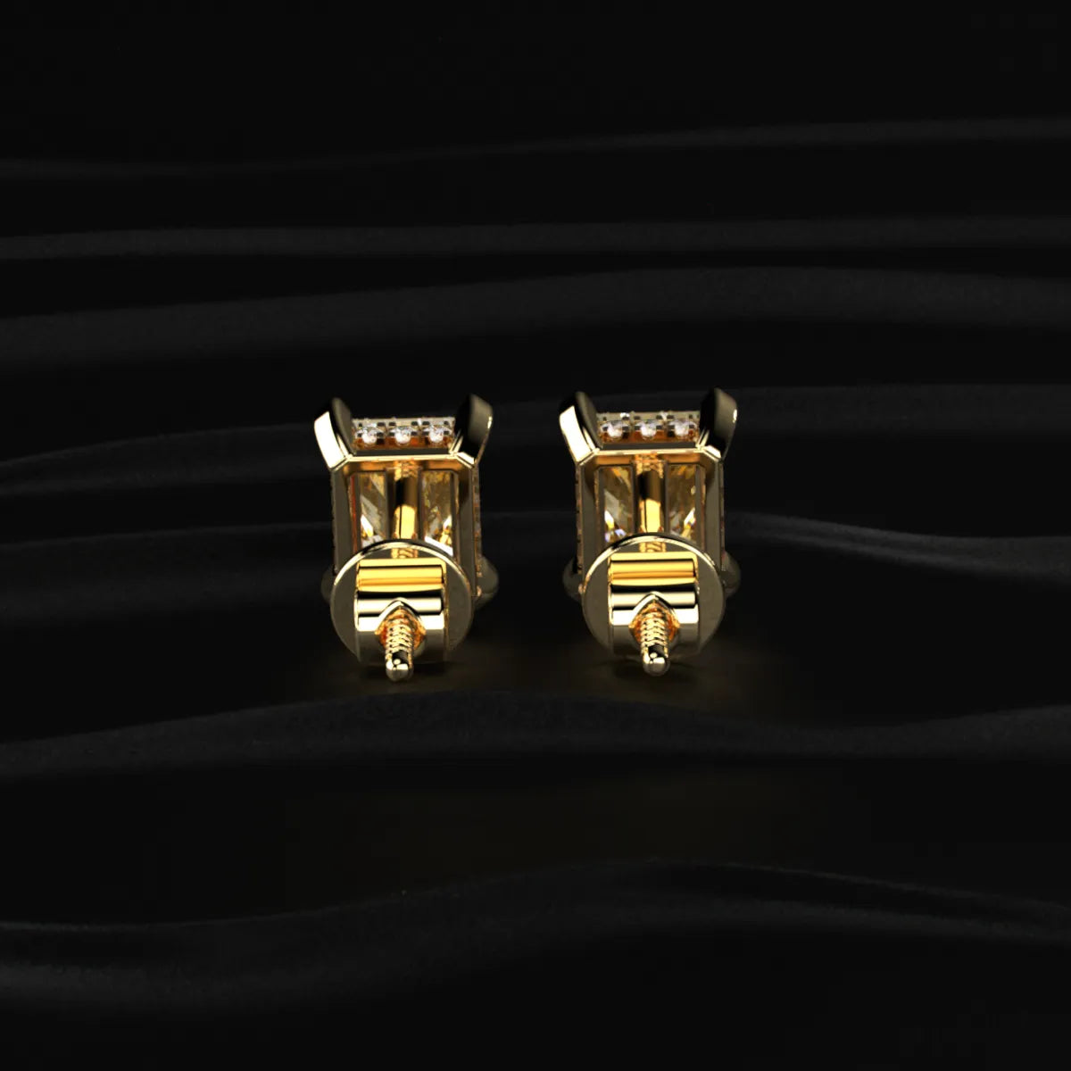 Yellow Radiant Cut Lab Diamond Stud Earring | Earthly Jewels