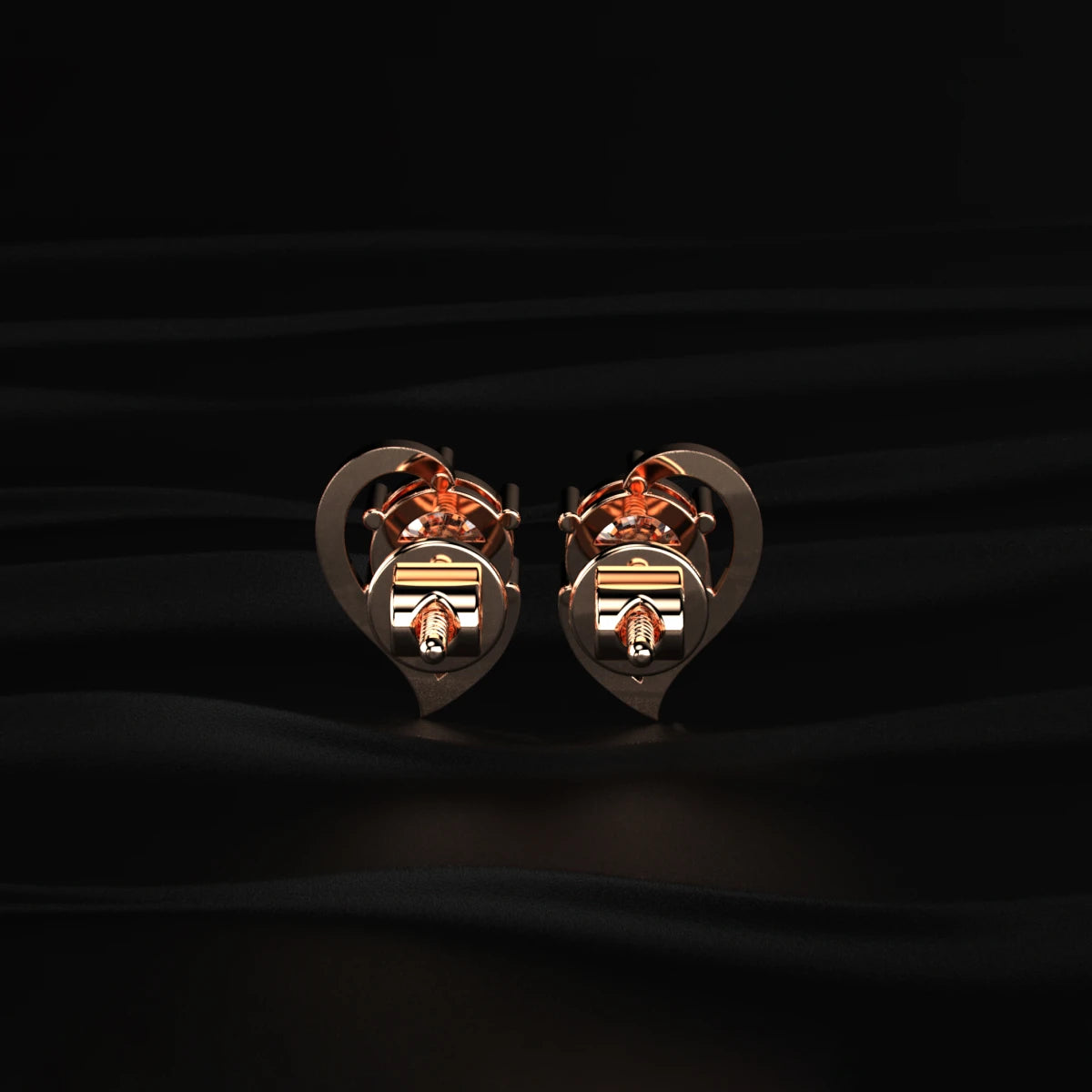 Round Diamond Half Heart Shape Stud | Earthly Jewels