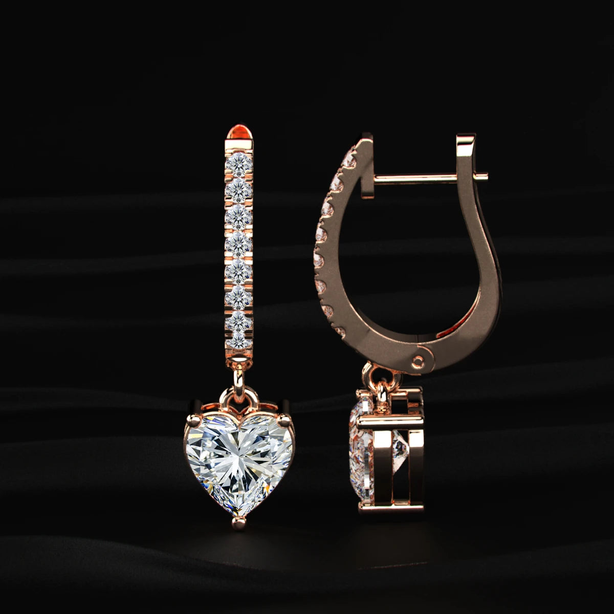 Heart Shape Lab Diamond Drop Earrings | Earthly Jewels
