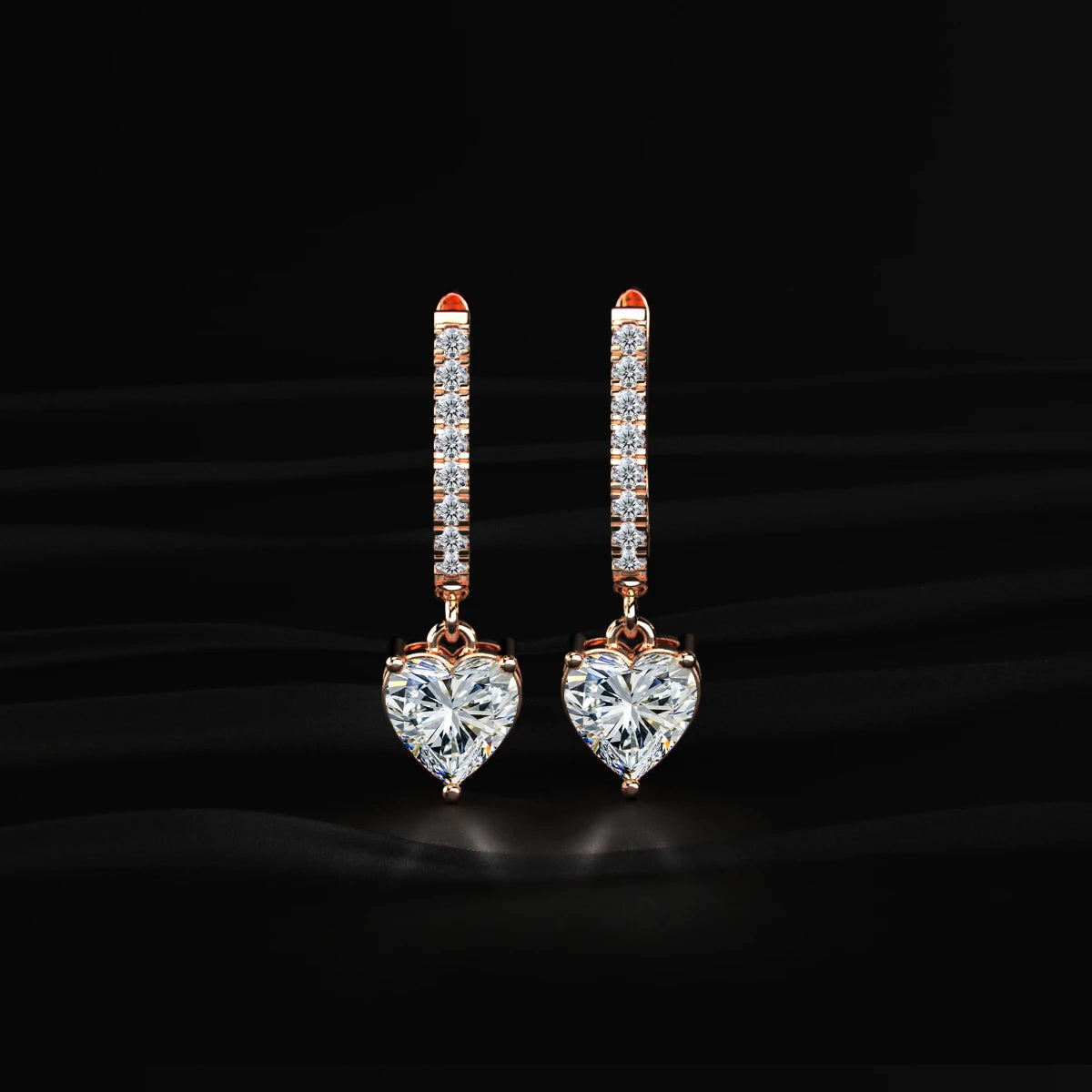 Heart Shape Lab Diamond Drop Earrings | Earthly Jewels
