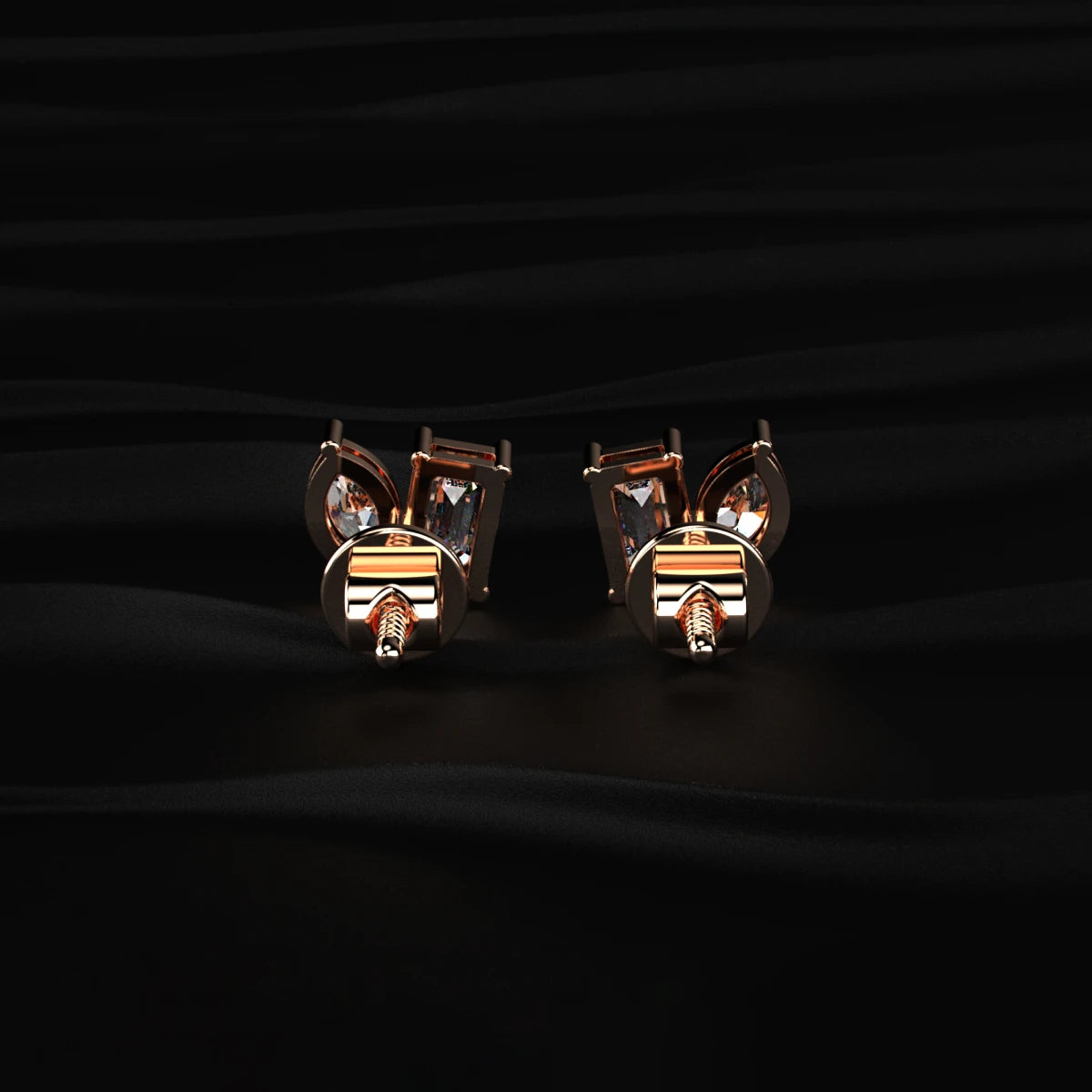 Marquise & Emerald Cut Lab Grown Diamond Toi et Moi Earrings | Earthly Jewels