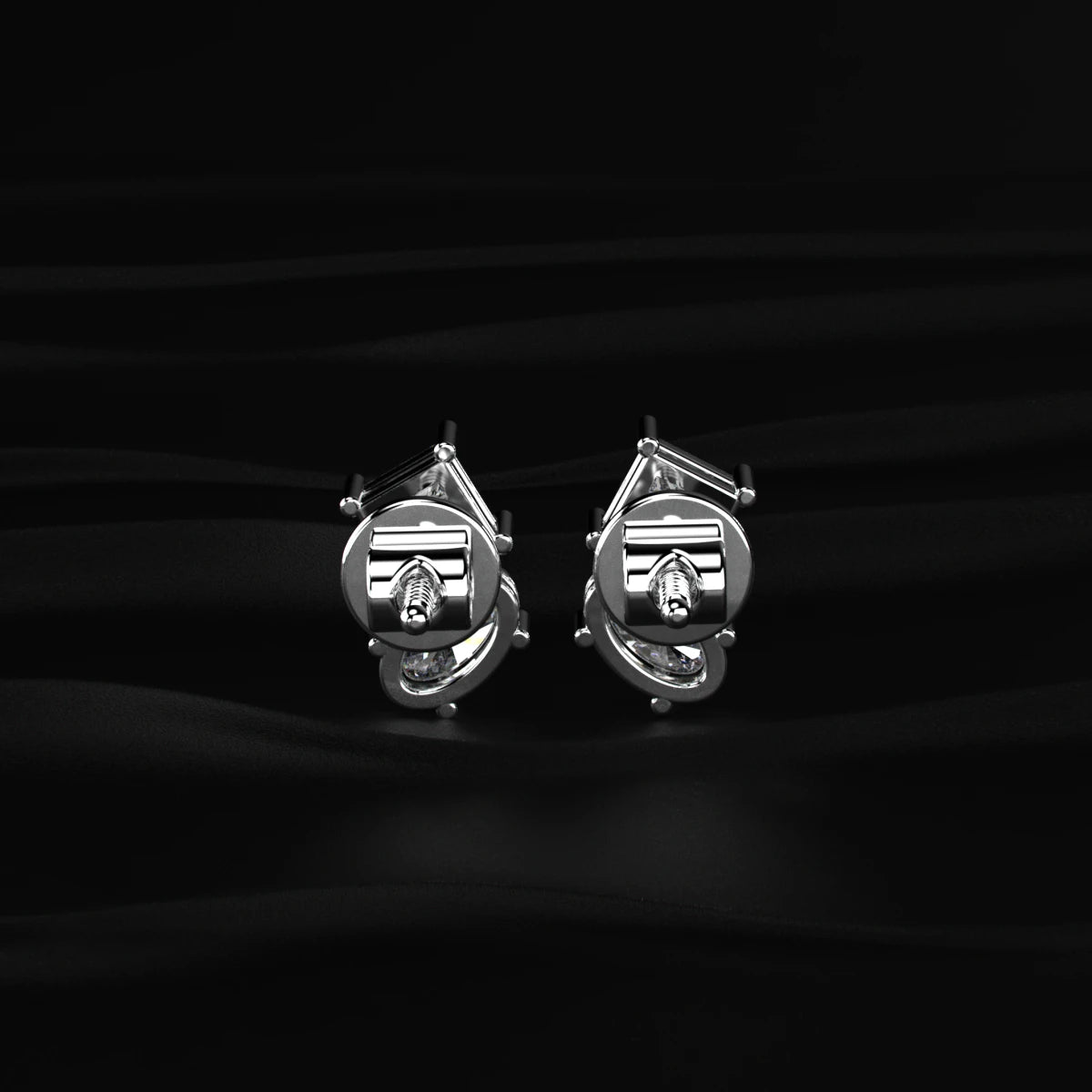 Toi et Moi Princess and Oval Diamond Stud Earrings | Earthly Jewels