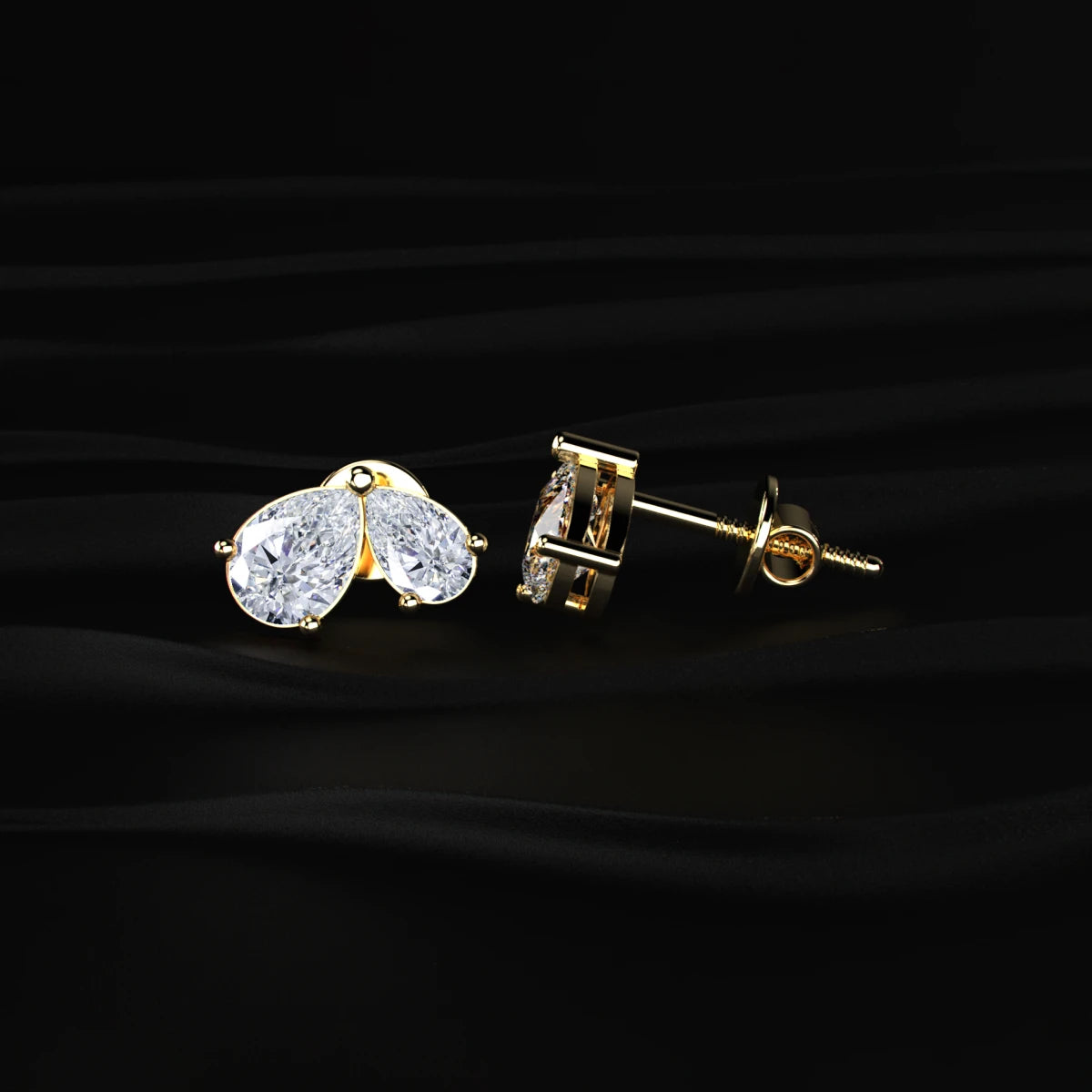 Double Pear Shape Diamond Stud Earrings | Earthly Jewels