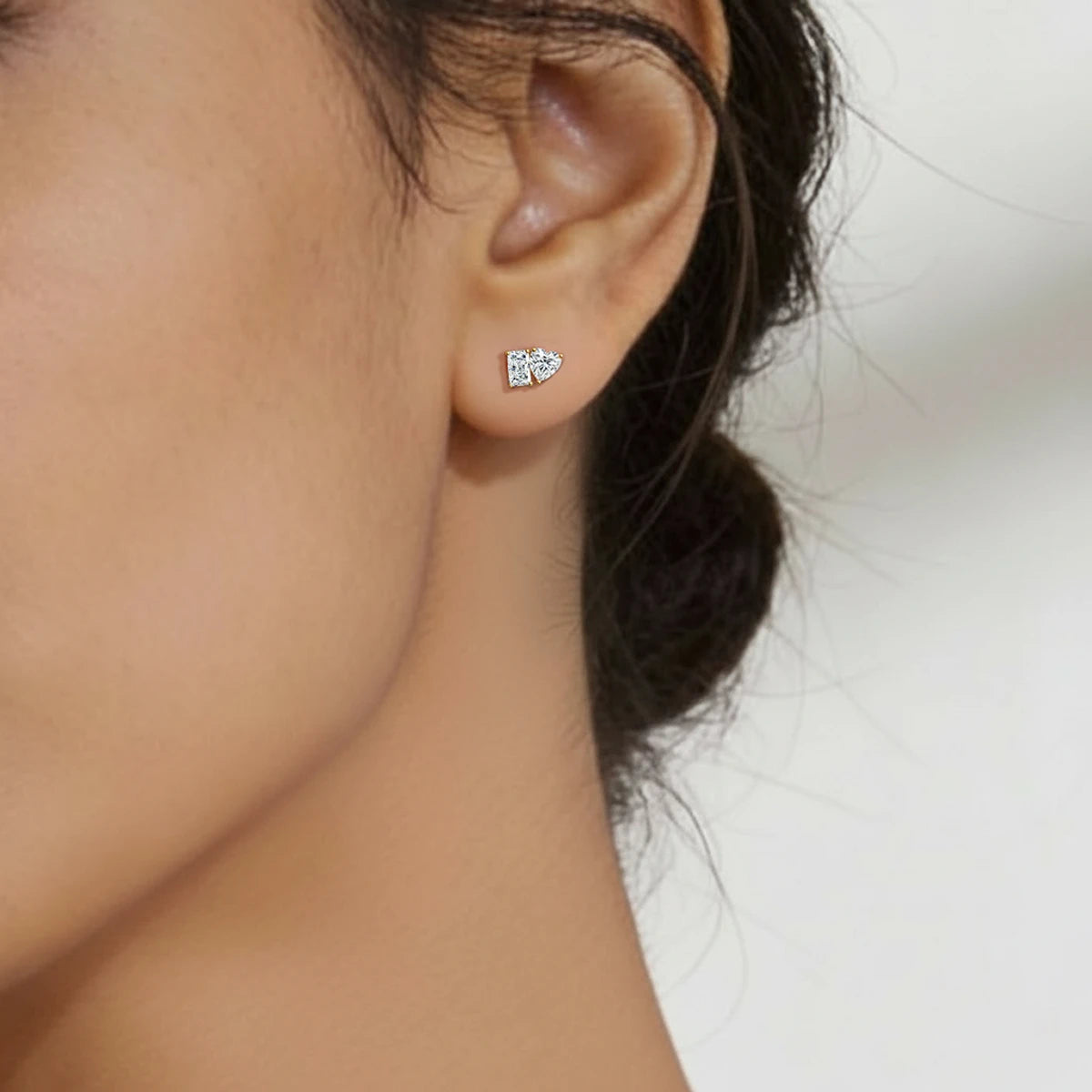Lab Diamond Radiant And Heart Cut Toi Et Moi Earrings | Earthly Jewels