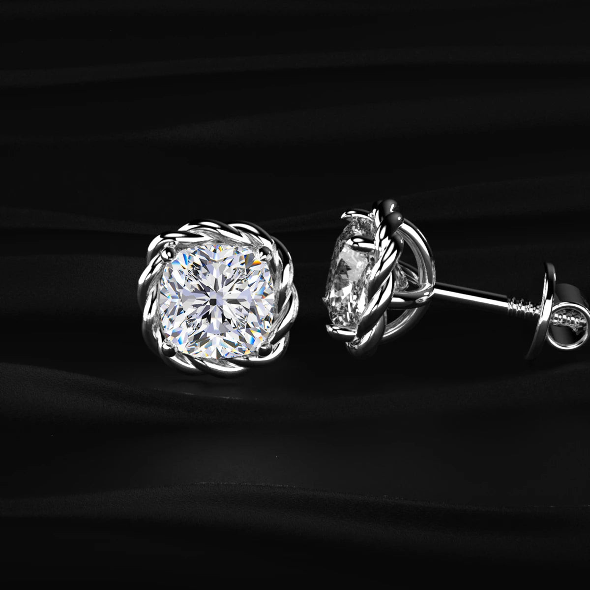 Cushion Cut Diamond Stud Earrings | Earthly Jewels