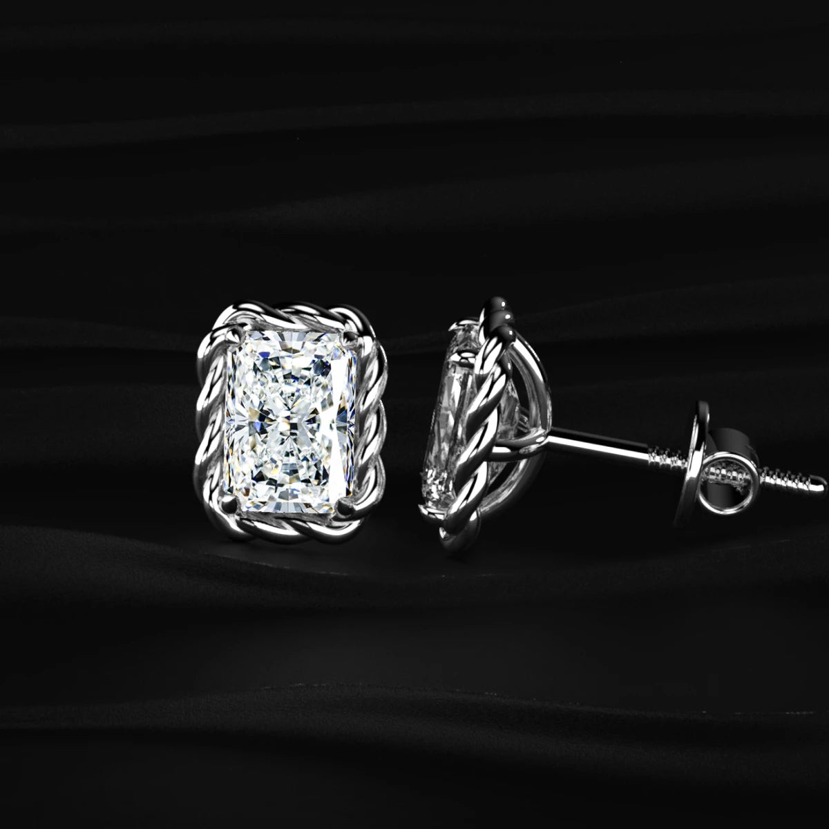 Radiant Cut Diamond Stud Earrings | Earthly Jewels