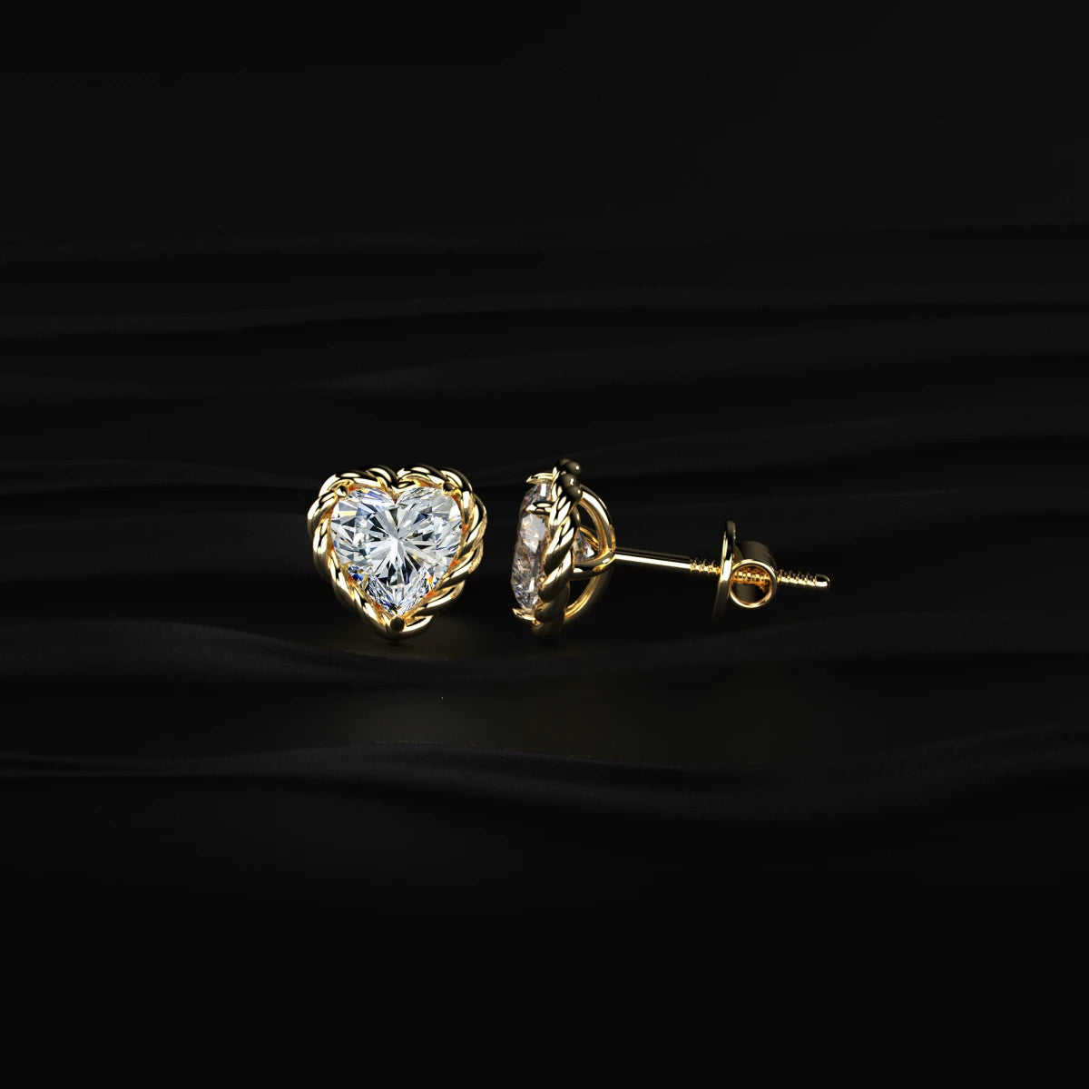 Heart Shape Diamond Stud Earrings | Earthly Jewels