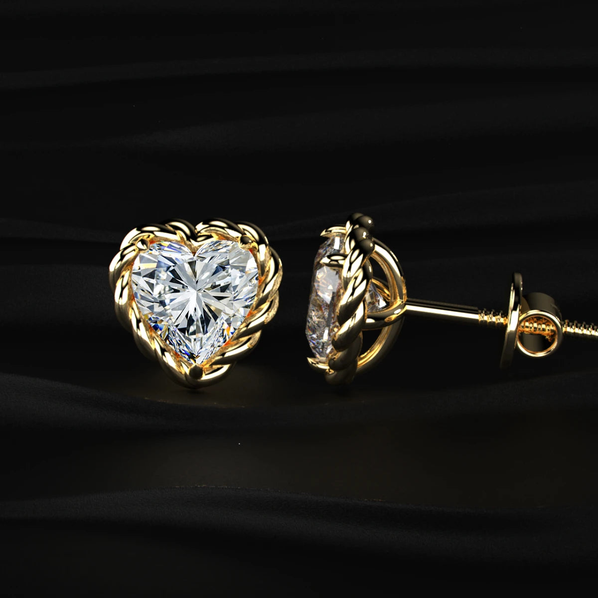 Heart Shape Diamond Stud Earrings | Earthly Jewels