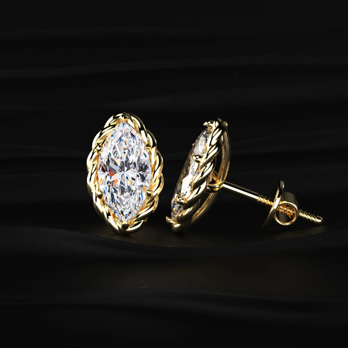 Marquise Cut Diamond Stud Earrings | Earthly Jewels