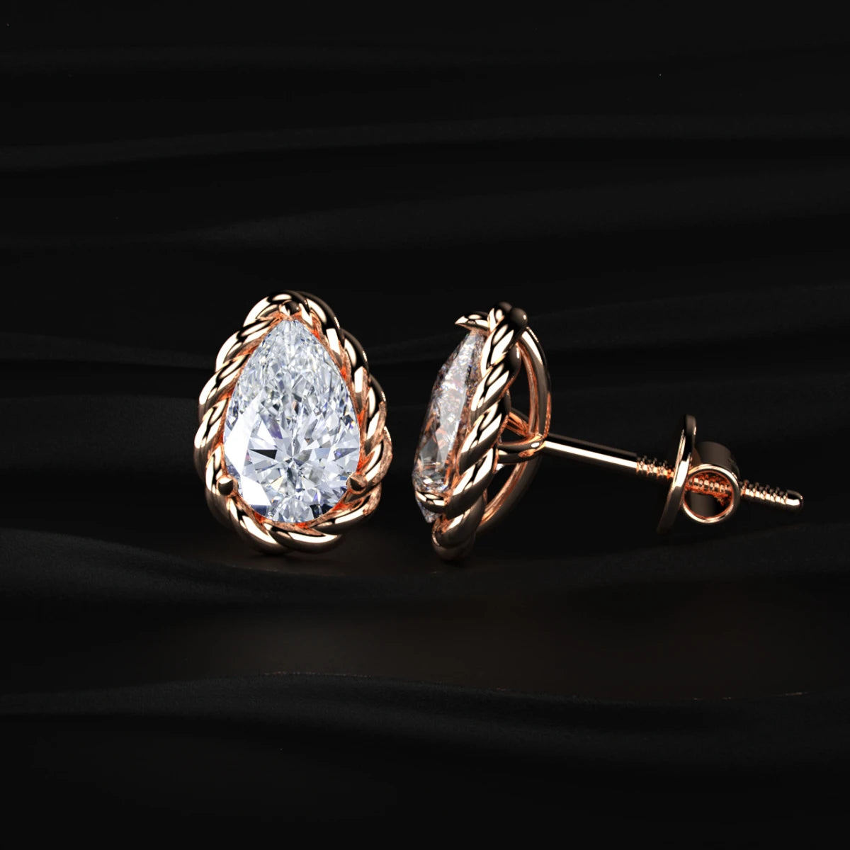 Pear Cut Diamond Stud Earrings | Earthly Jewels