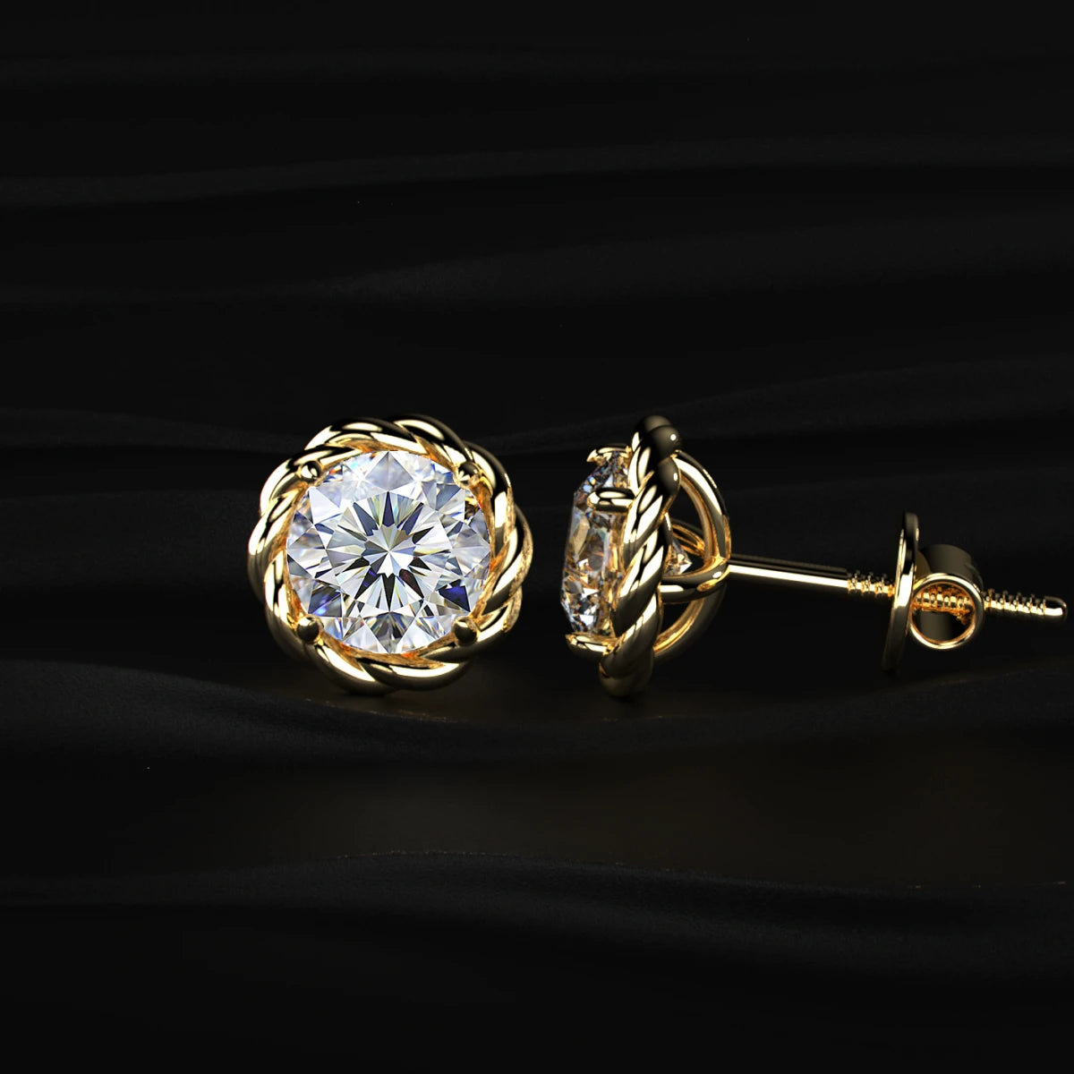 Round Cut Diamond Stud Earrings | Earthly Jewels