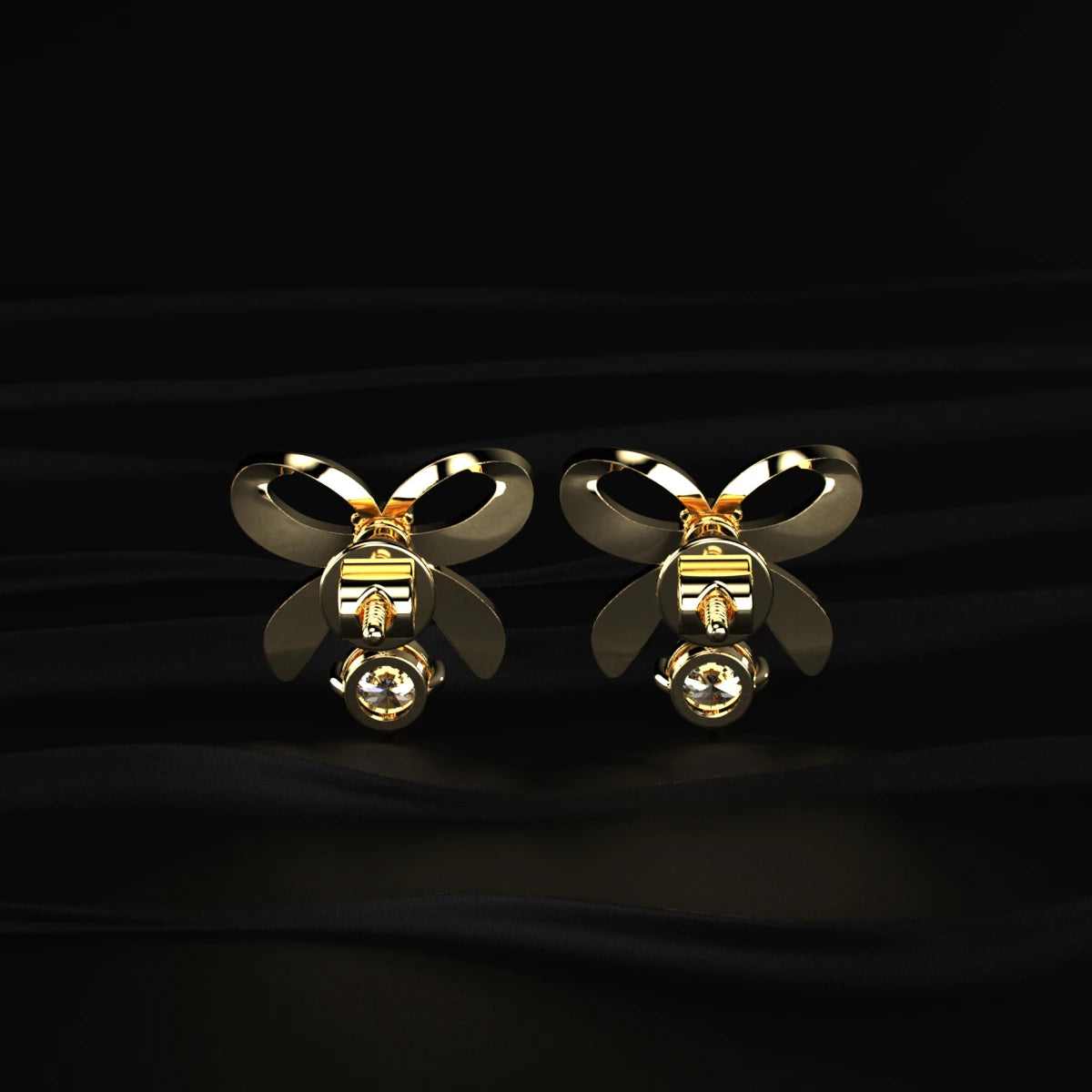 Round Shape Diamond Bow Stud Earrings | Earthly Jewels