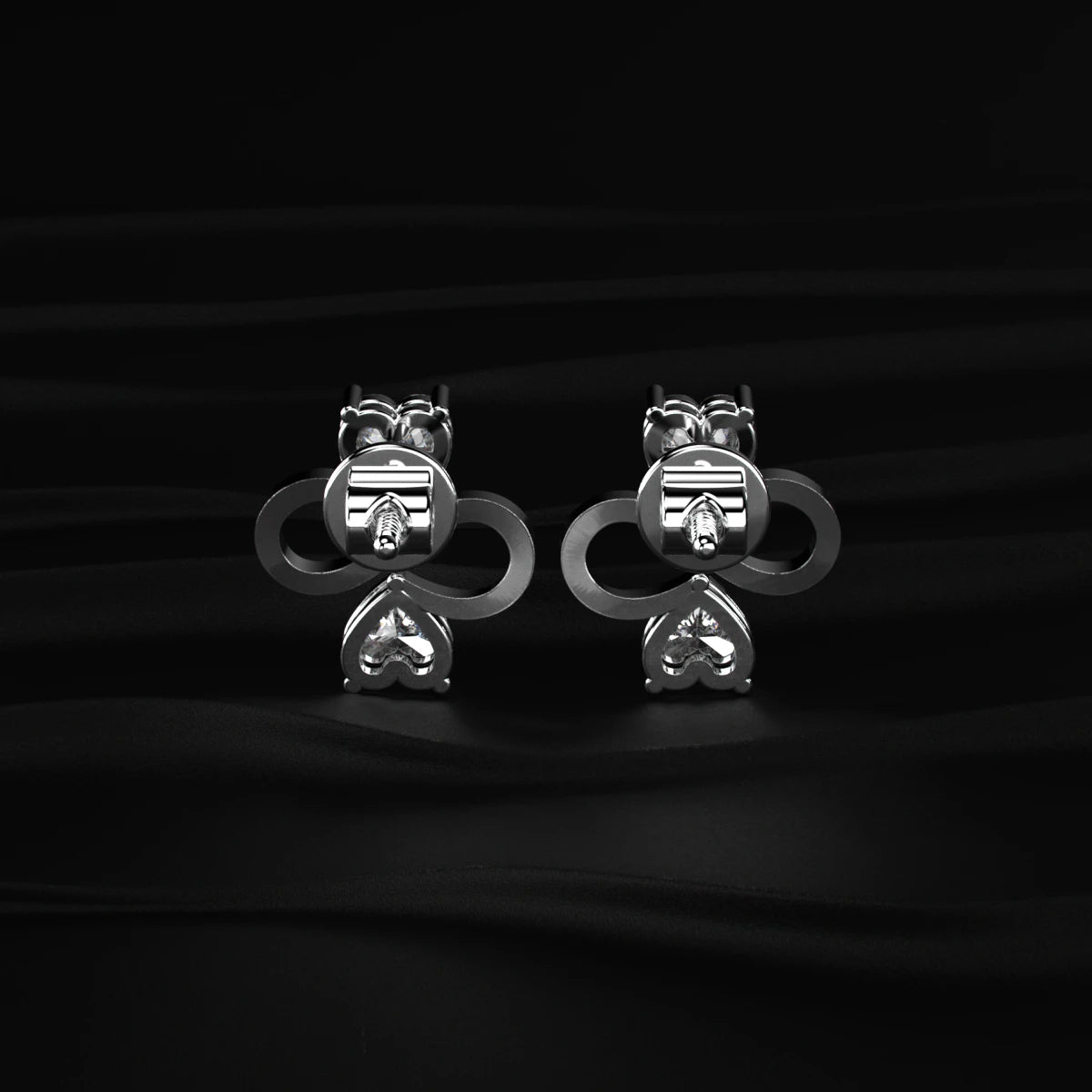 Heart Shape Diamond Infinity Studs Earrings | Earthly Jewels