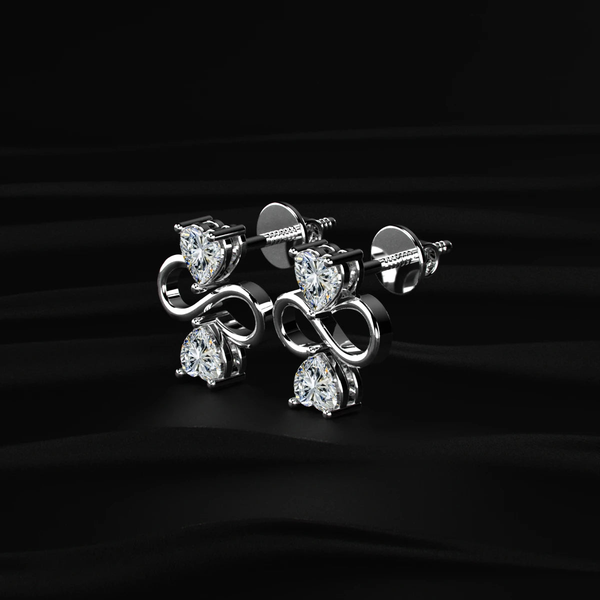 Heart Shape Diamond Infinity Studs Earrings | Earthly Jewels