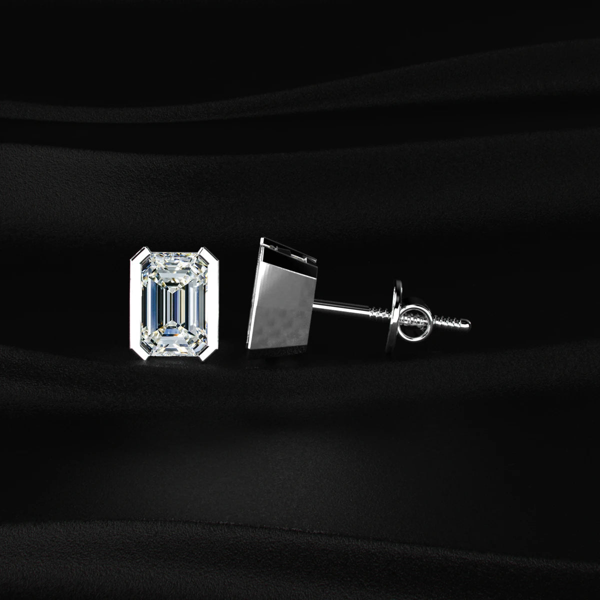Emerald Cut Diamond Stud Earrings