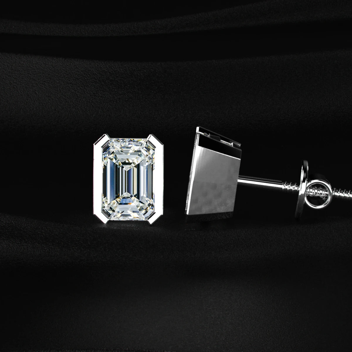 Emerald Cut Diamond Stud Earrings
