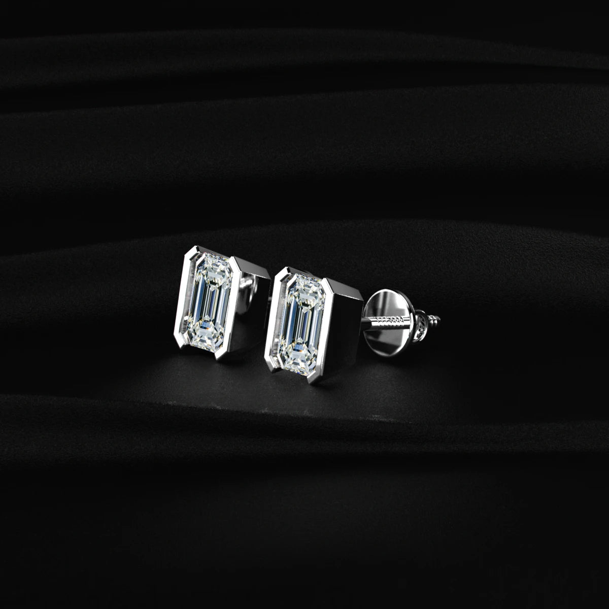 Emerald Cut Diamond Earrings