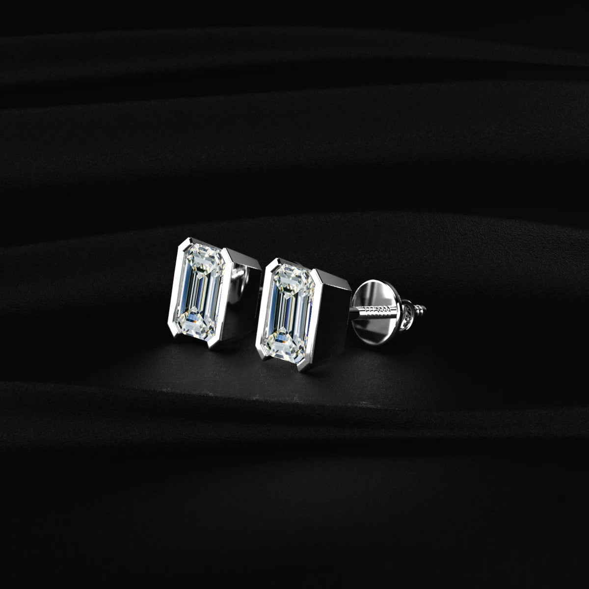 Emerald Cut Diamond Earrings