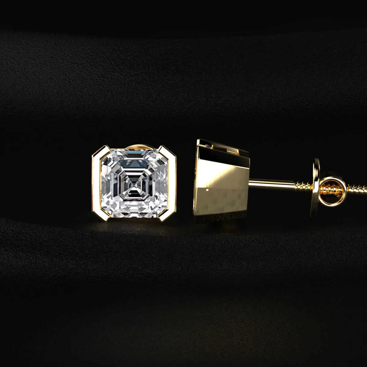 Asscher Cut Diamond Stud Earrings