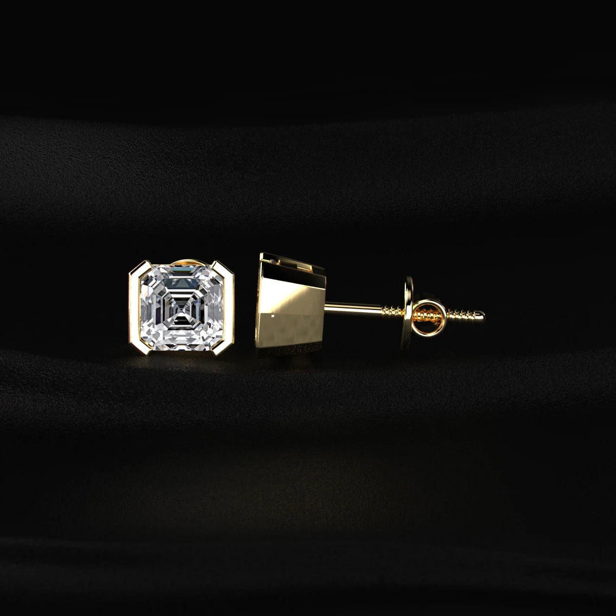 Asscher Cut Diamond Stud