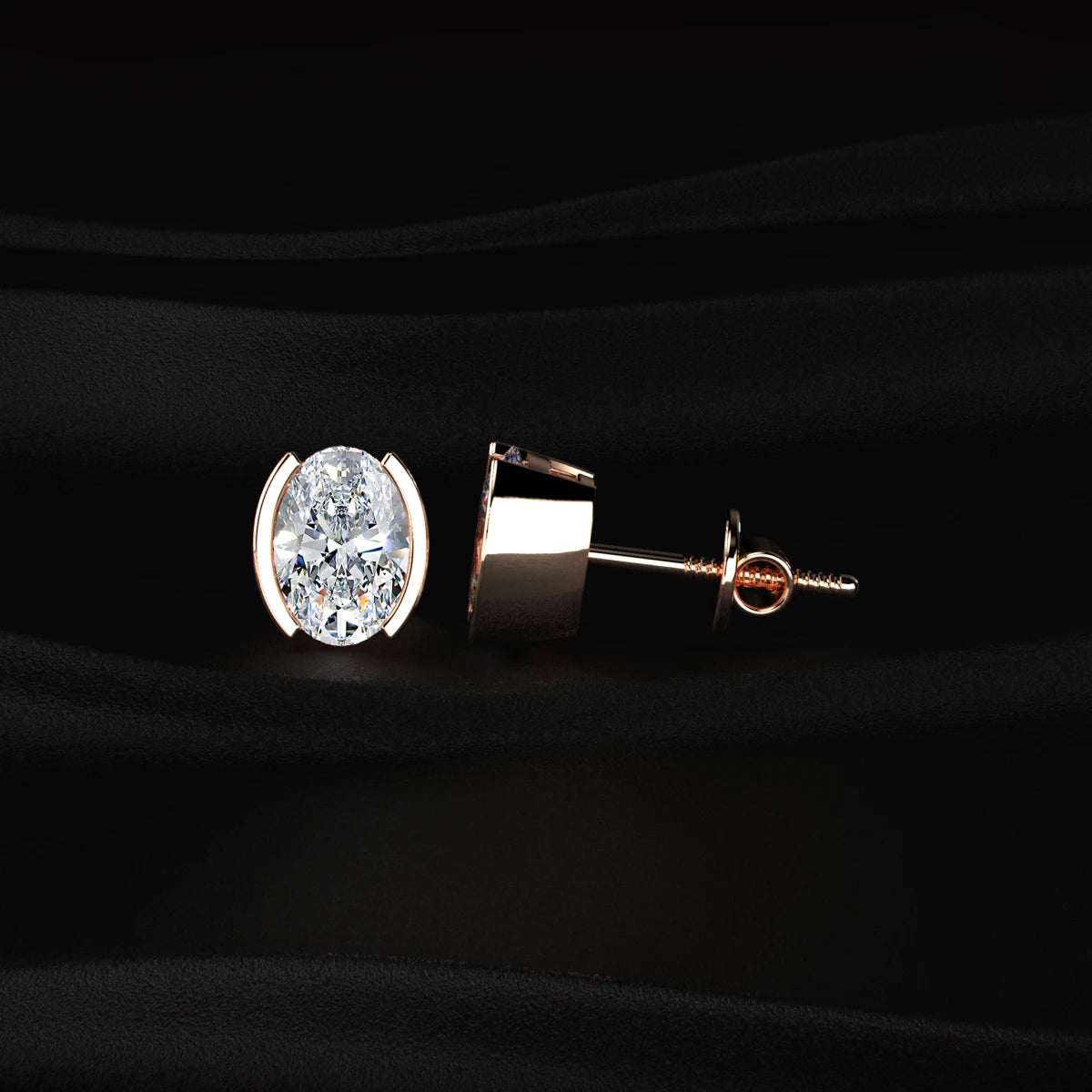 Oval Cut Diamond Stud Earrings
