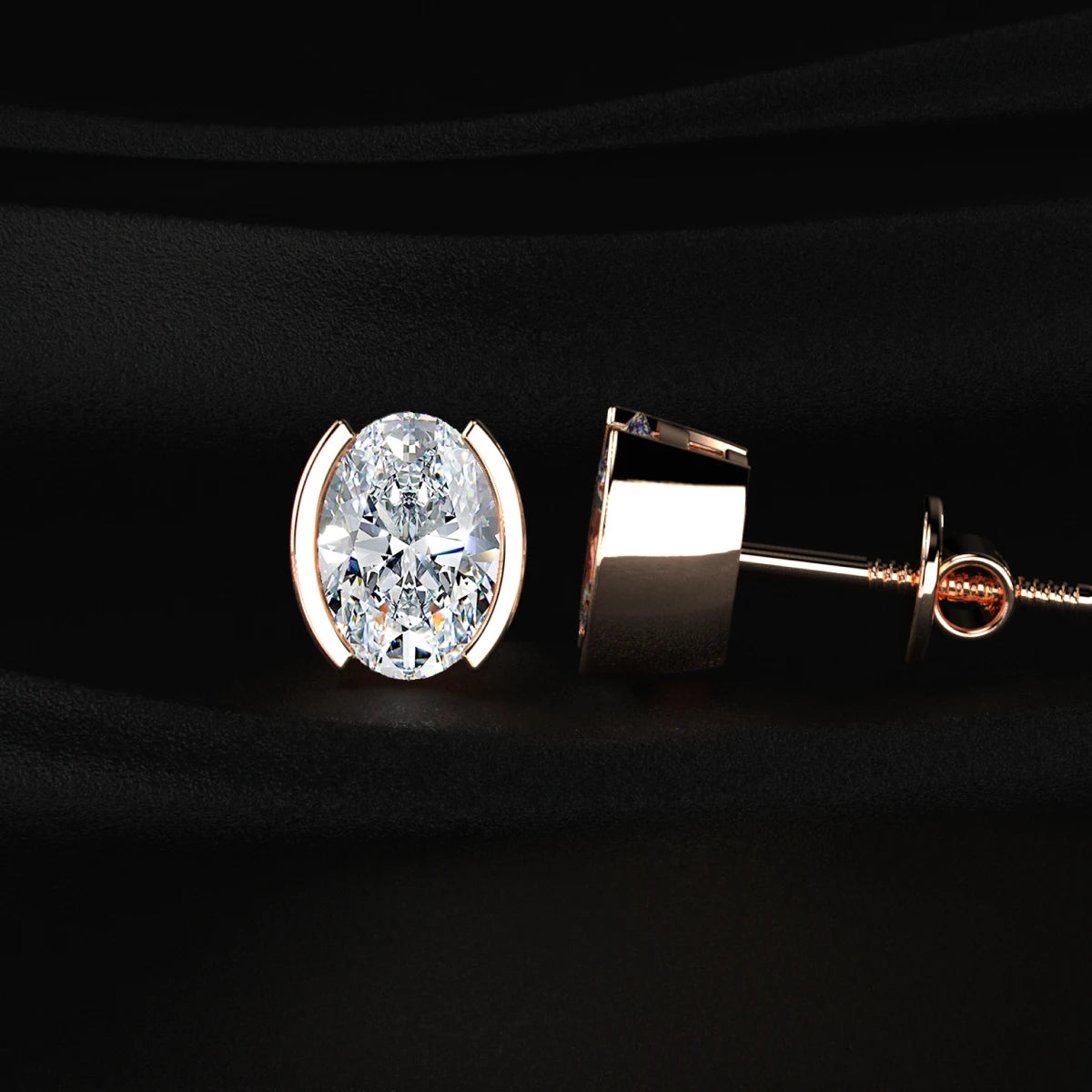 Oval Cut Diamond Stud Earrings