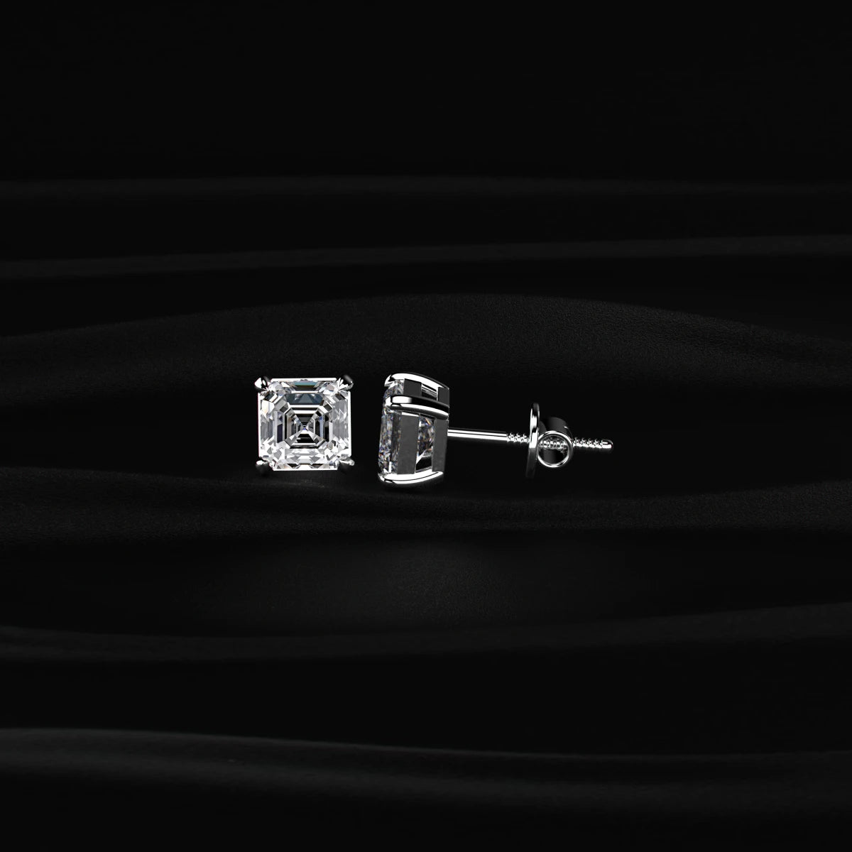Asscher Cut Diamond Stud Earrings