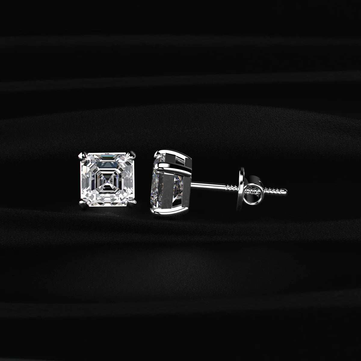 Asscher Cut Diamond Stud Earrings