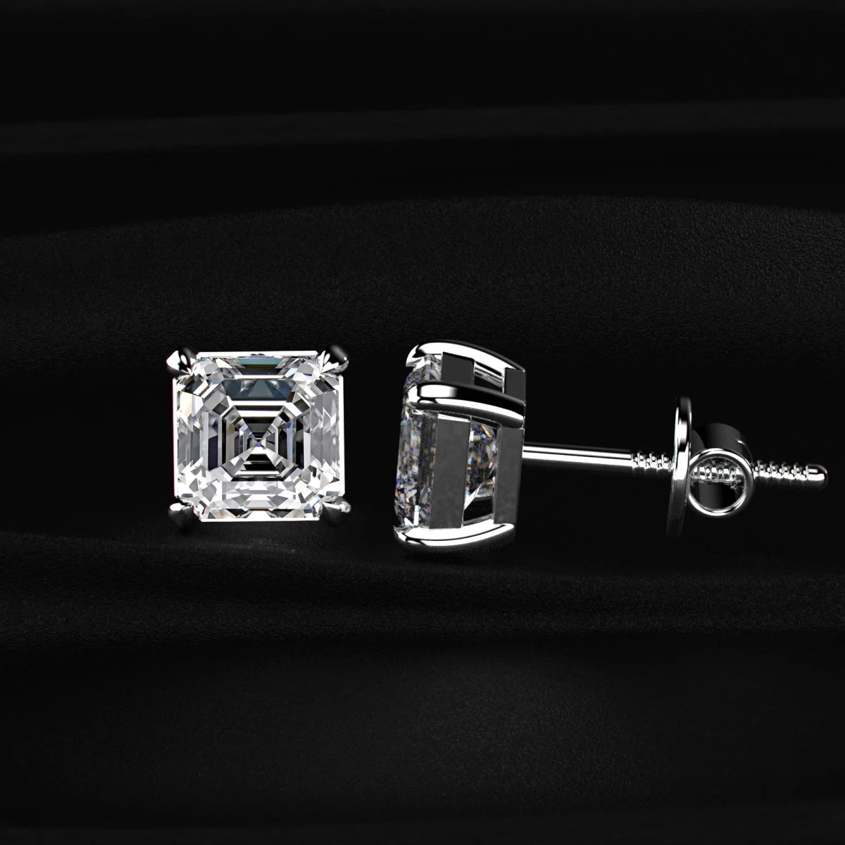 Asscher Cut Diamond Stud Earrings
