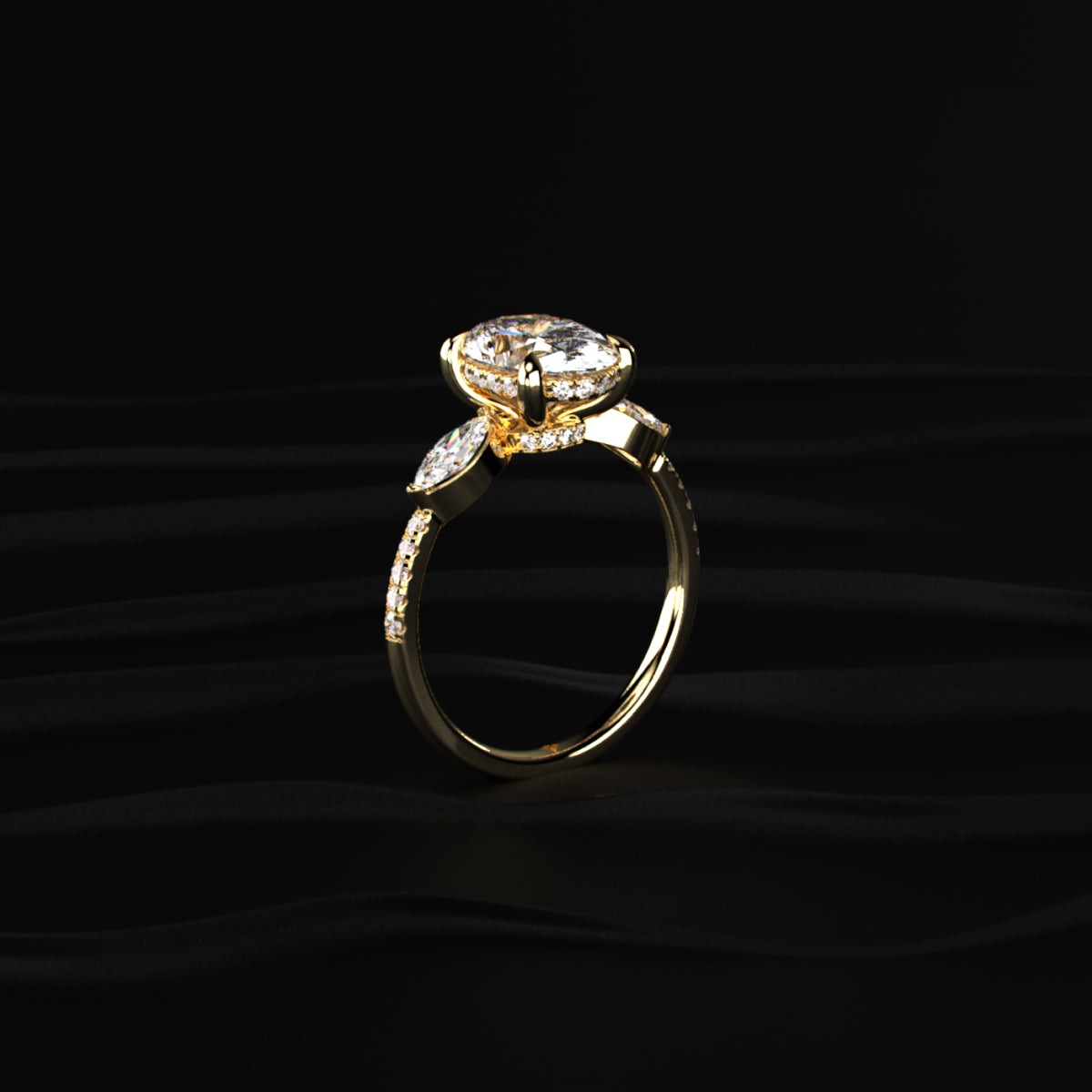 Oval Diamond Engagement Ring with Side Stones | Earthly Jewels