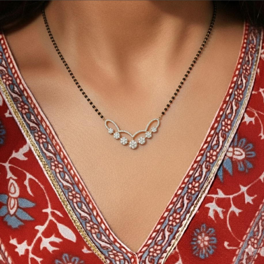 Cluster of seven diamond mangalsutra | Earthly Jewels