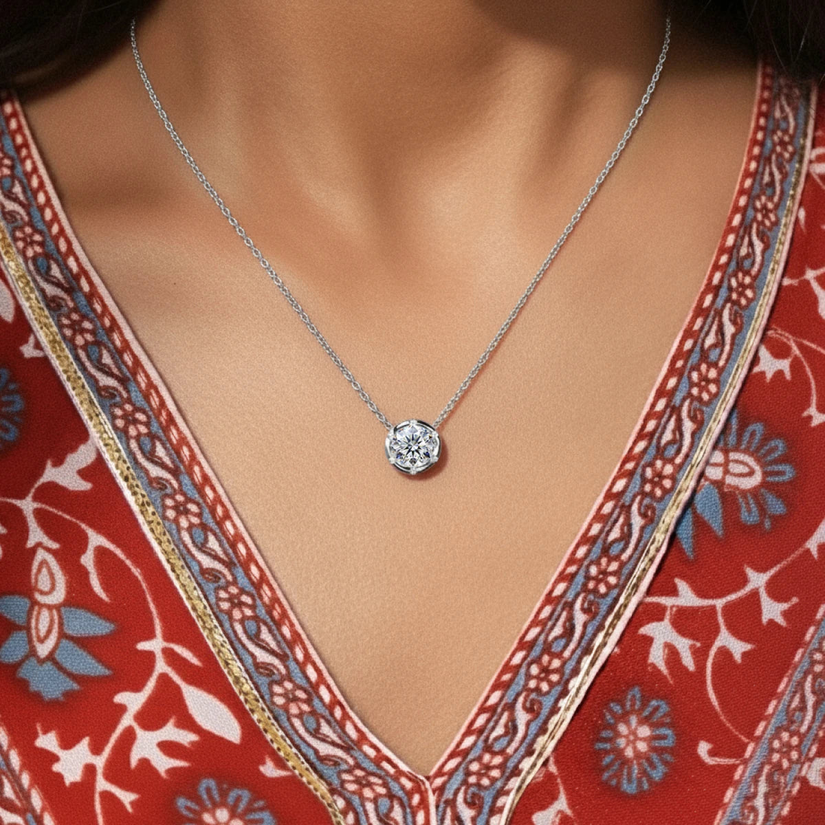 Round Solitaire Bezel Setting Pendant | Earthly Jewels