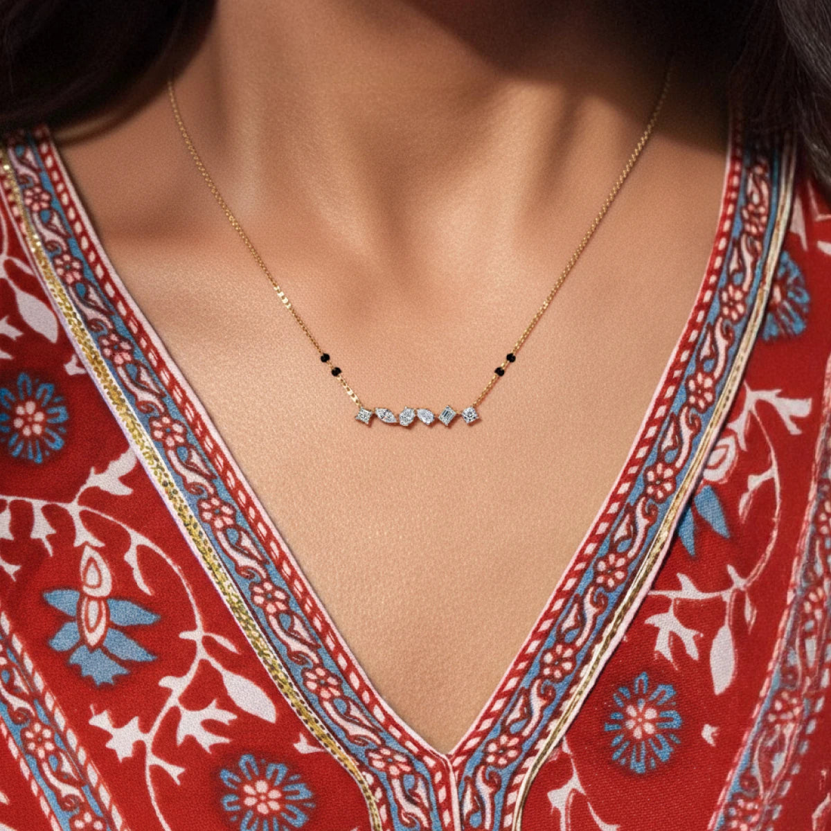 Mixed Shape Diamond Mangalsutra | Earthly Jewels