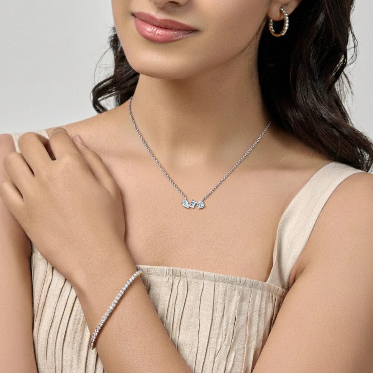 Three Stone Diamond Necklace | Earthly Jewels