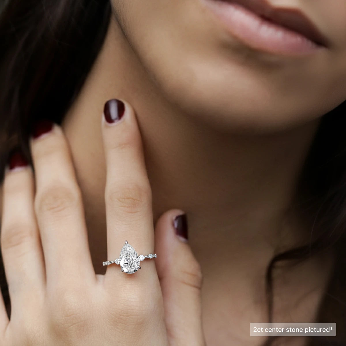 Pear Shaped Diamond Ring With Spaced Stone | Earthly Jewels